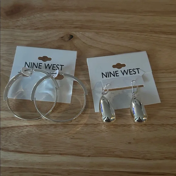 Nine West Silver Teardrop and Hoop Earrings - Picture 7 of 7